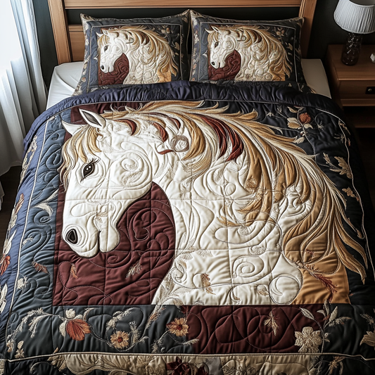 Galloping Grace 3-Piece Quilted Bedding Set NCU0VH2855