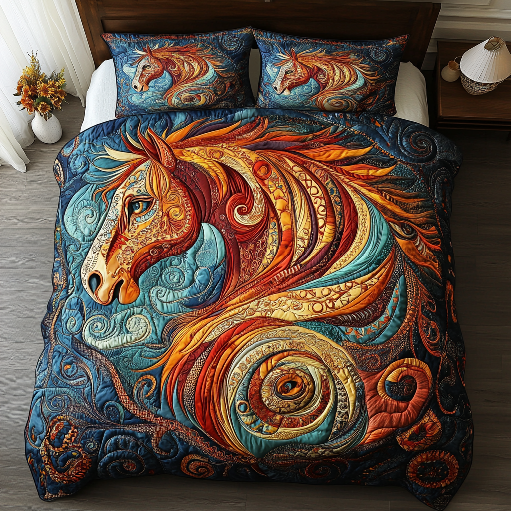 Galloping Heritage 3-Piece Quilted Bedding Set NCU0DK3231
