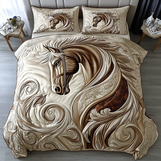 Galloping Horse 3-Piece Quilted Bedding Set NCU0DK8053