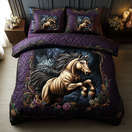 Galloping Horse 3-Piece Quilted Bedding Set NCU0DK8106