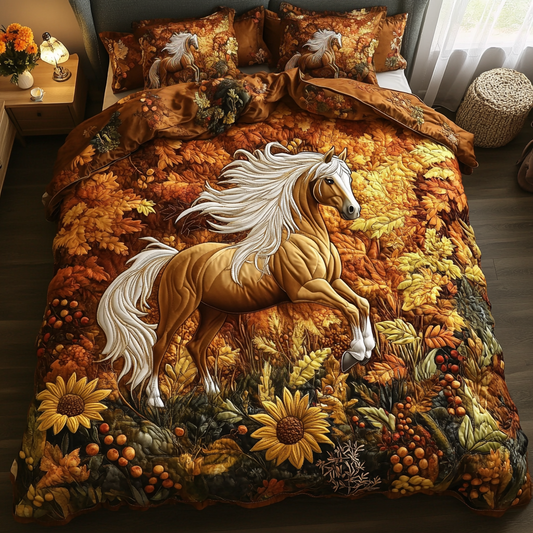 Galloping Horse 3-Piece Quilted Bedding Set NCU0DK8867