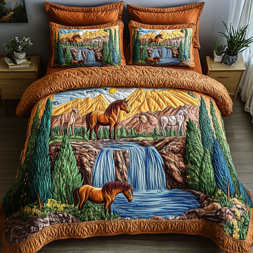 Galloping Spirit 3-Piece Quilted Bedding Set NCU0DK7145