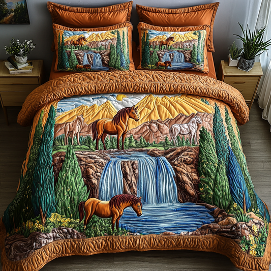 Galloping Spirit 3-Piece Quilted Bedding Set NCU0DK7145