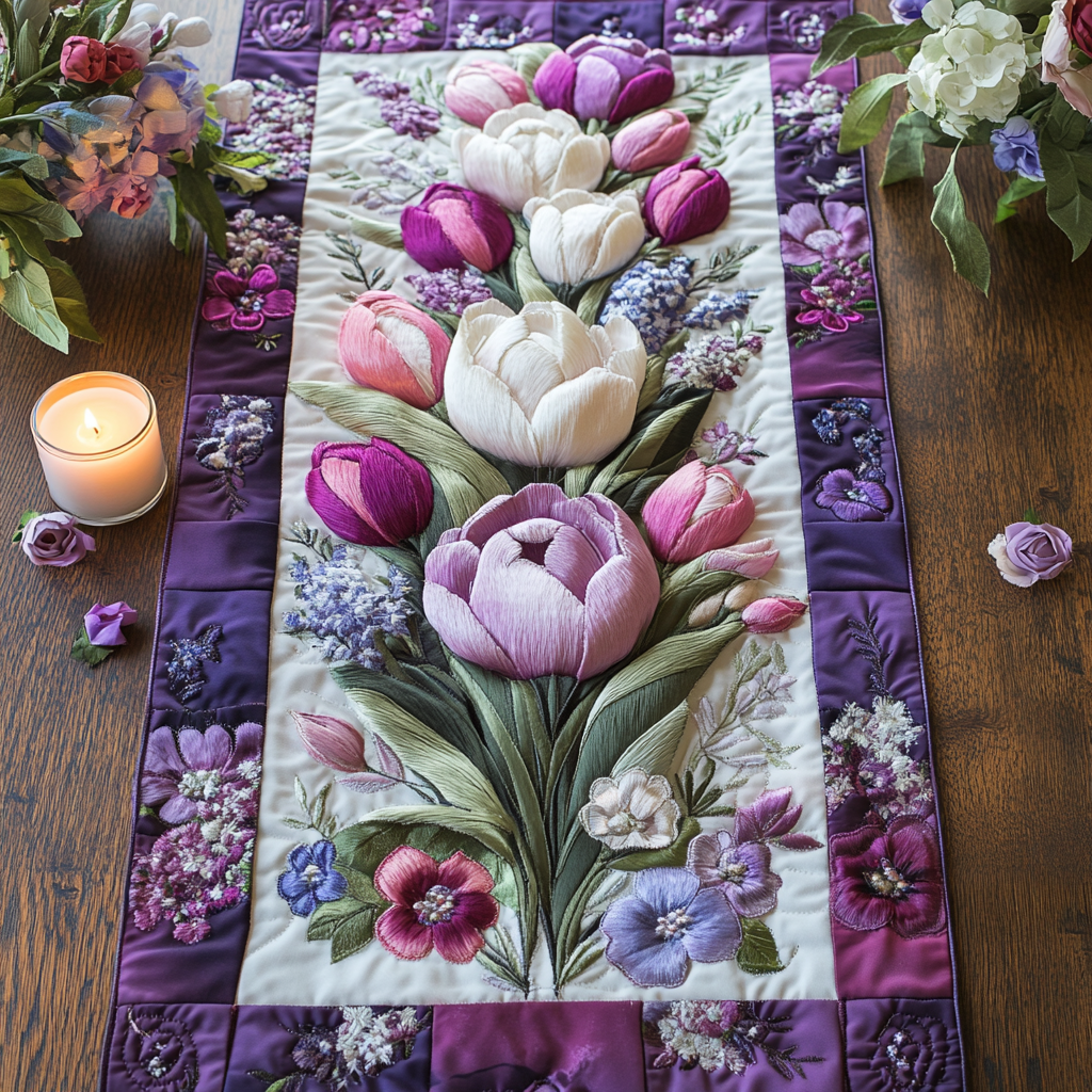 Garden Beauty Quilted Table Runner NCU0VH3281