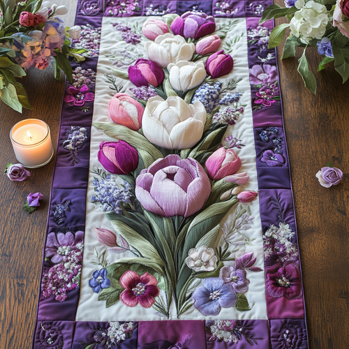 Garden Beauty Quilted Table Runner NCU0VH3281