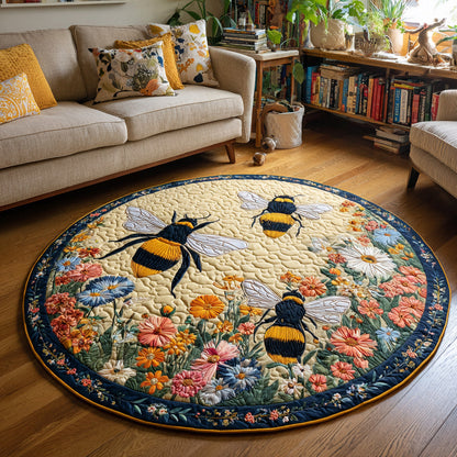 Garden Bees Quilted Round Mat NCU0HH019