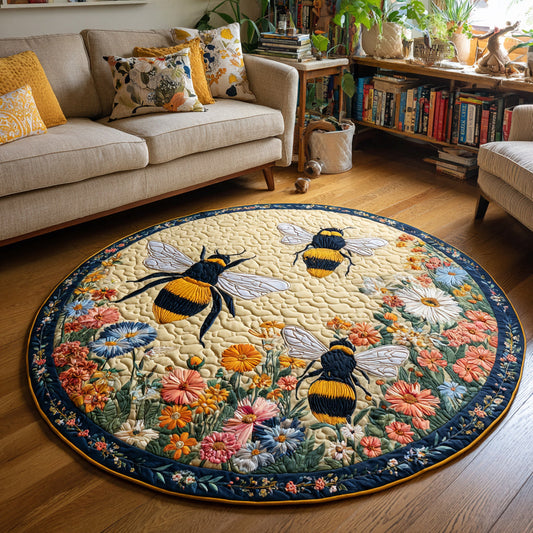 Garden Bees Quilted Round Mat NCU0HH019