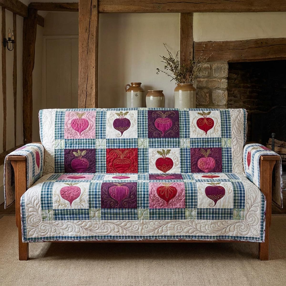 Garden Beets Quilted Sofa Cover NCU0DV9320
