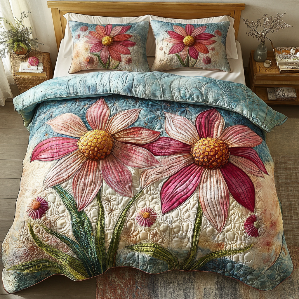 Garden Bliss 3-Piece Quilted Bedding Set NCU0VH4682