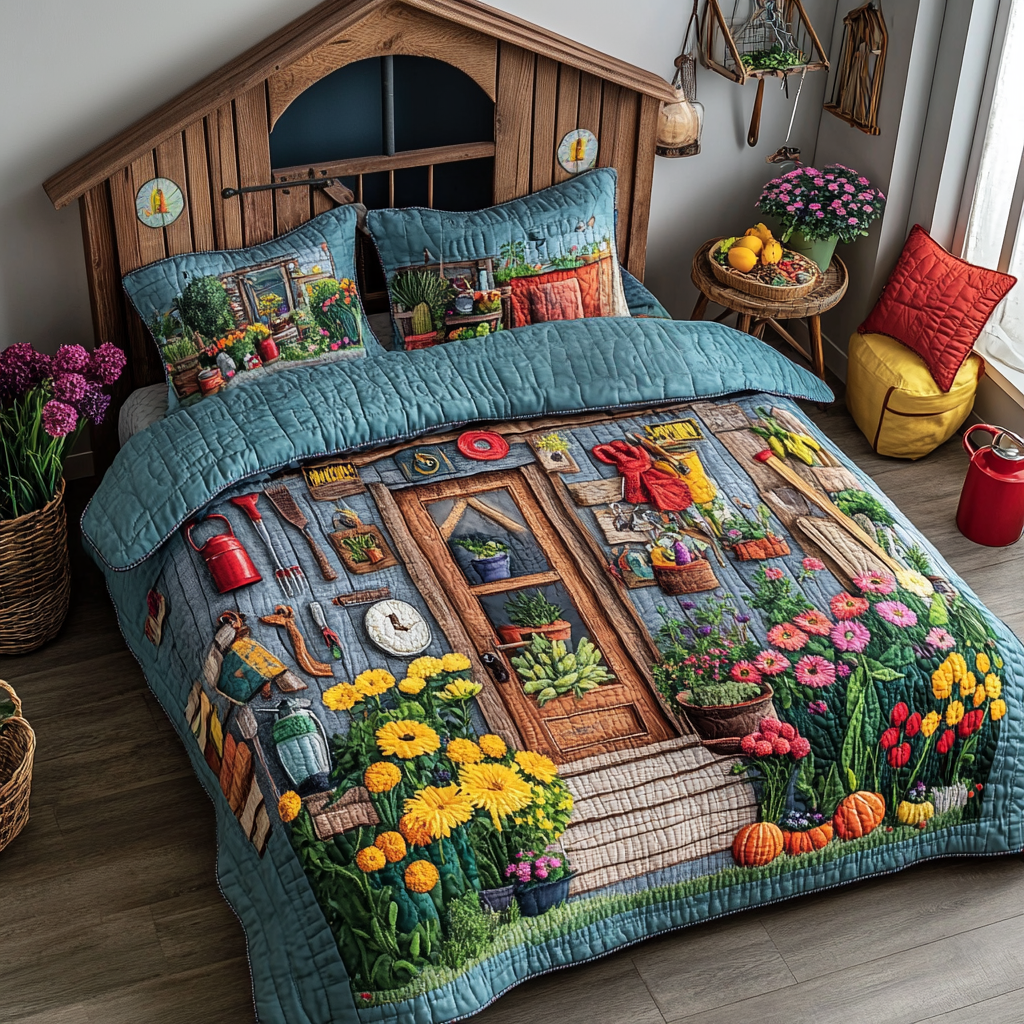 Garden Bliss 3-Piece Quilted Bedding Set NCU0VL2159