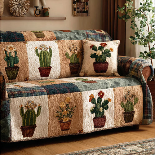 Garden Blocks Quilted Sofa Cover NCU0NT12132