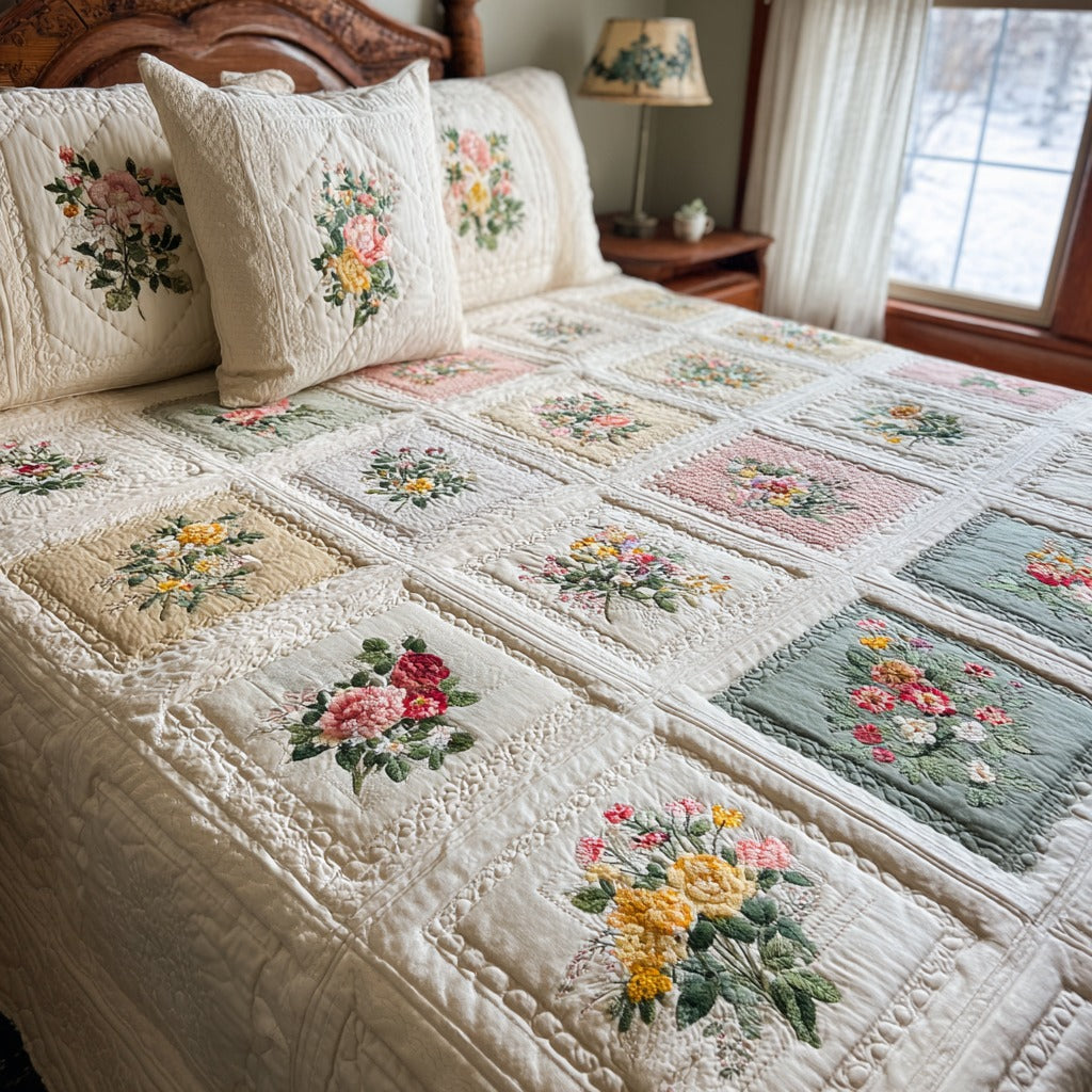 Garden Bloom 3-Piece Quilted Bedding Set NCU0DV9334