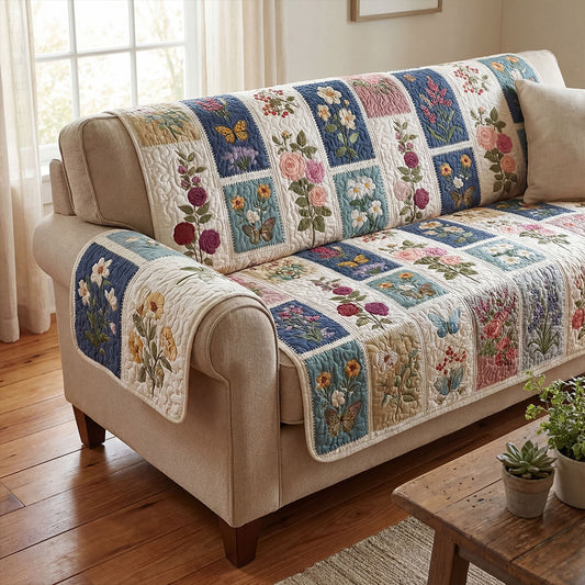 Garden Bloom Symphony Quilted Sofa Cover NCU0PT11515