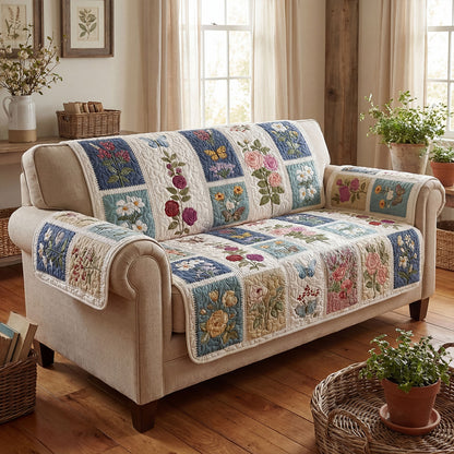 Garden Bloom Symphony Quilted Sofa Cover NCU0PT11515