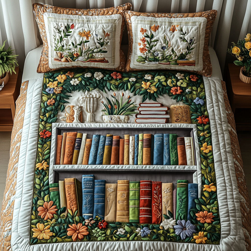 Garden Bookshelf Glow 3-Piece Quilted Bedding Set NCU0NT2932