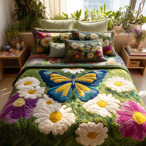 Garden Butterfly 3-Piece Quilted Bedding Set NCU0TD2482