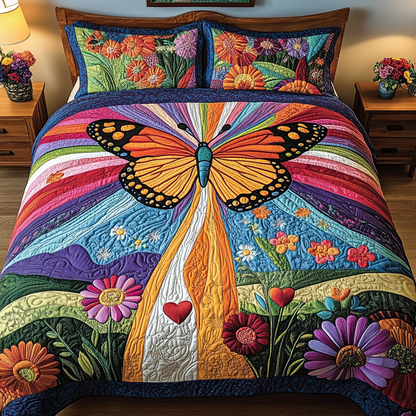 Garden Butterfly 3-Piece Quilted Bedding Set NCU0VL1041