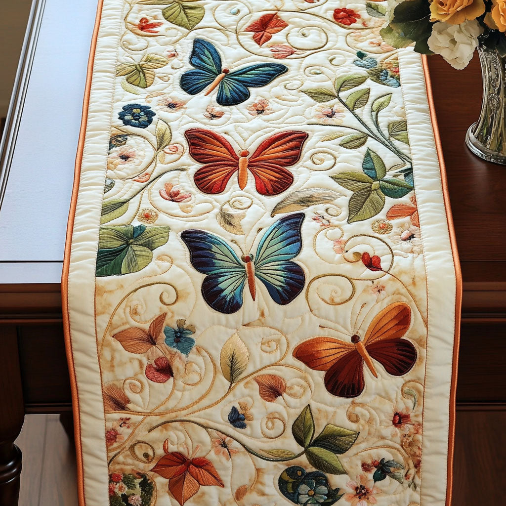 Garden Butterfly Dance Quilted Table Runner NCU0NT4133