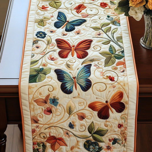 Garden Butterfly Dance Quilted Table Runner NCU0NT4133
