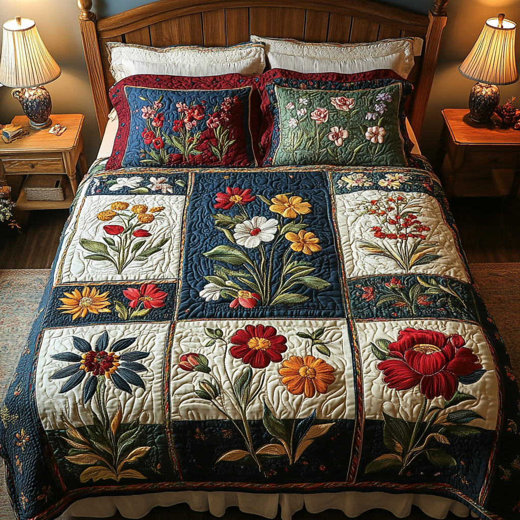 Garden Charm 3-Piece Quilted Bedding Set NCU0DK9718