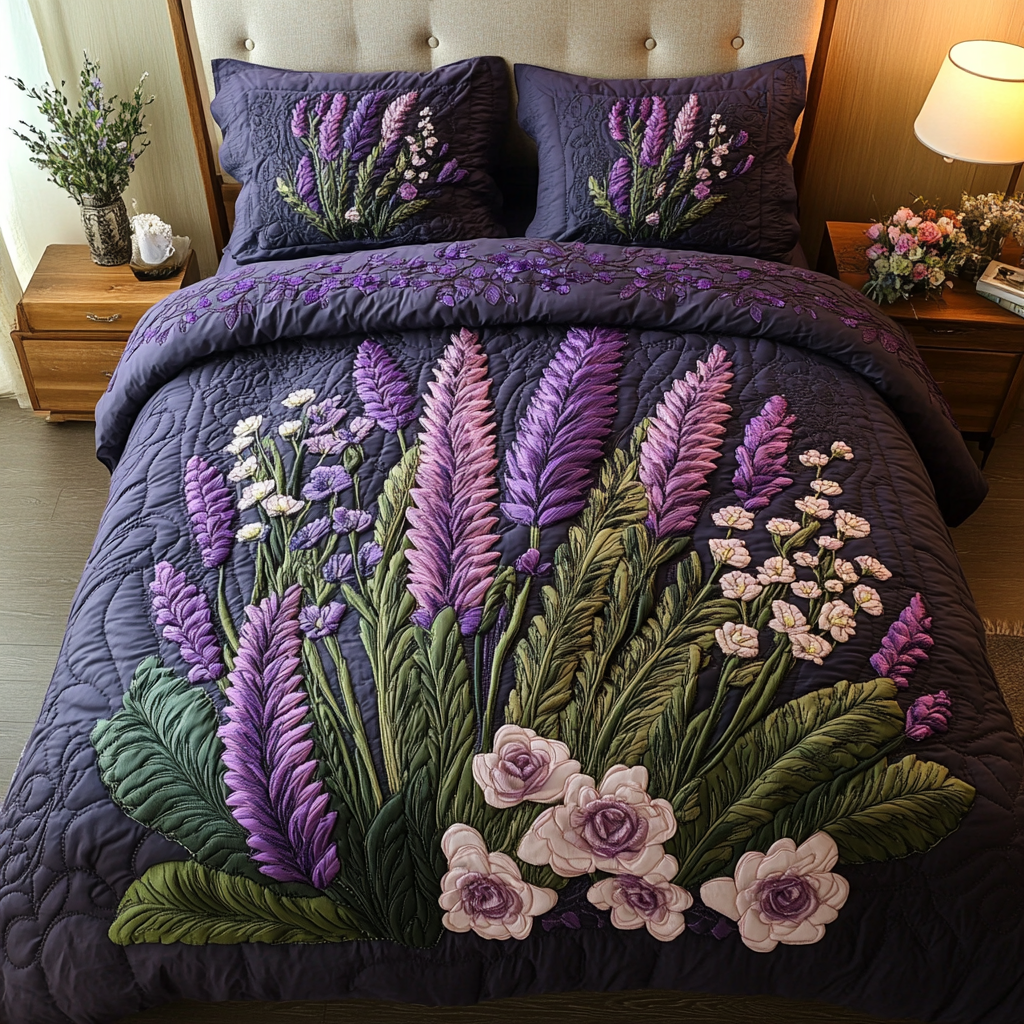 Garden Charm 3-Piece Quilted Bedding Set NCU0VH4565