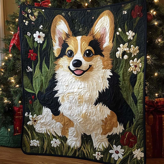 Garden Corgi Quilted Blanket NCU0XD447
