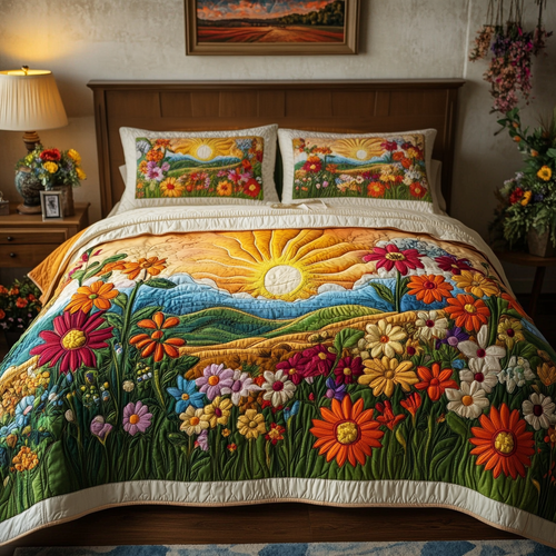 Garden Dawn 3-Piece Quilted Bedding Set NCU0VH4421