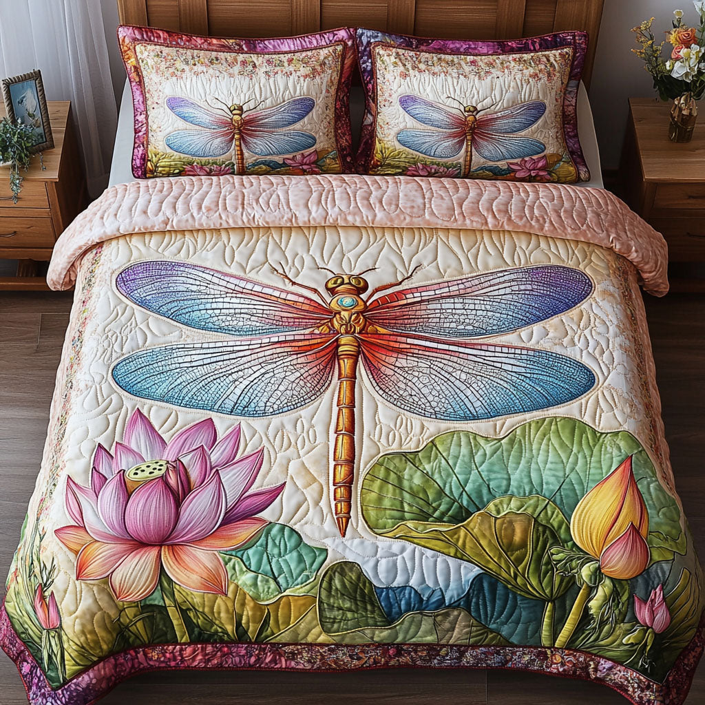 Garden Dragonfly 3-Piece Quilted Bedding Set NCU0NT3116