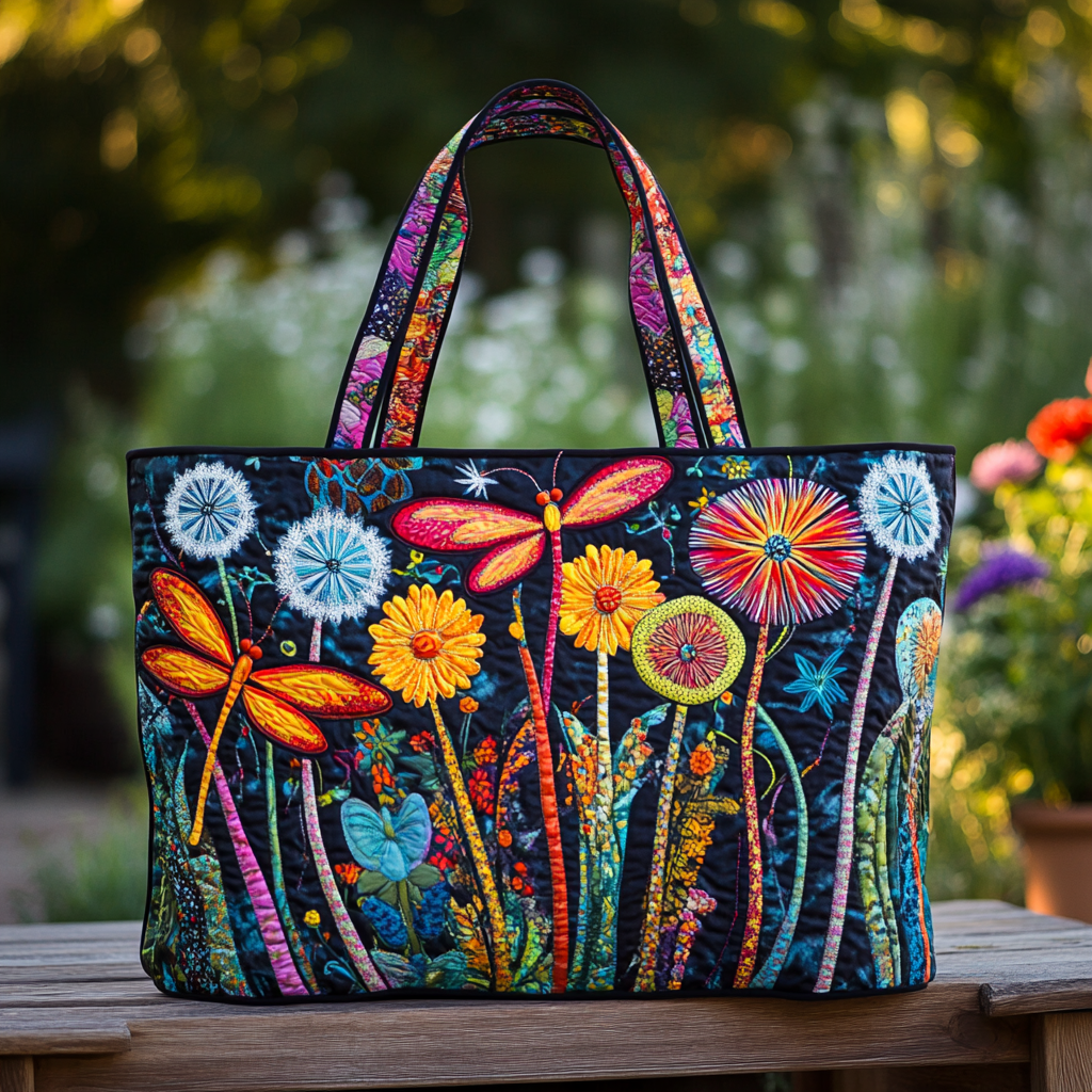 Garden Dragonfly Quilted Tote Bag NCU0DK8832