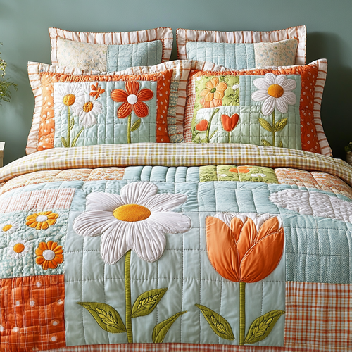 Garden Dream 3-Piece Quilted Bedding Set NCU0VH3675