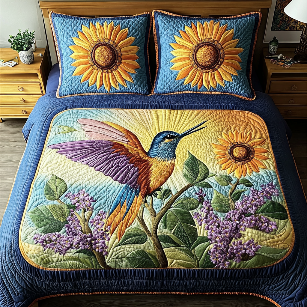 Garden Flight 3-Piece Quilted Bedding Set NCU0VL2152
