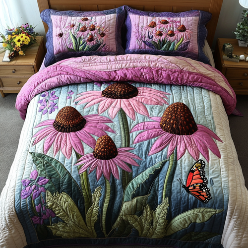 Garden Floral 3-Piece Quilted Bedding Set NCU0VH4435