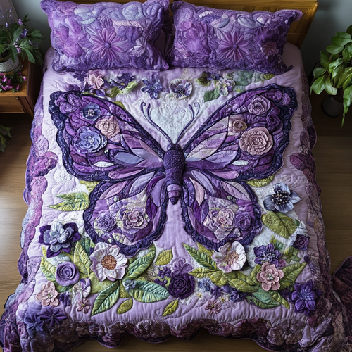 Garden Flutter 3-Piece Quilted Bedding Set NCU0VH5833