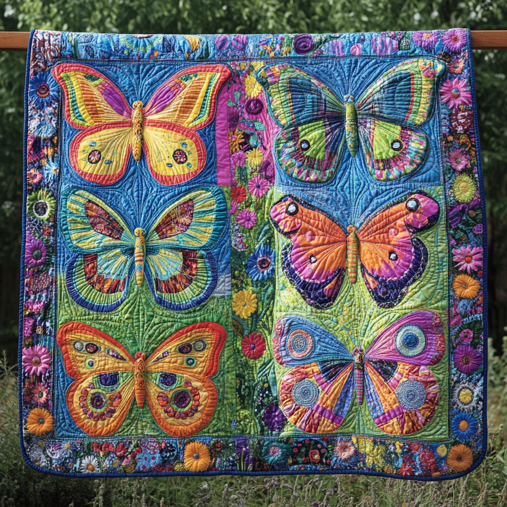 Garden Flutter Harmony Quilted Blanket NCU0VL1219