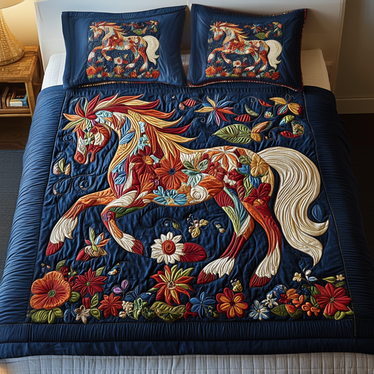 Garden Gallop 3-Piece Quilted Bedding Set NCU0VH1152