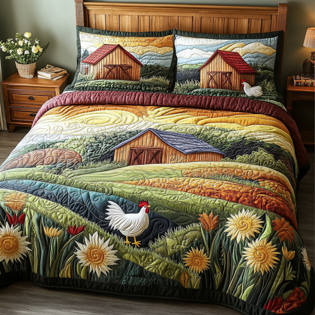 Garden Gate Dreams 3-Piece Quilted Bedding Set NCU0DK5838