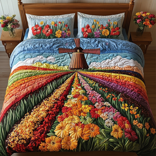 Garden Glory 3-Piece Quilted Bedding Set NCU0VH5073
