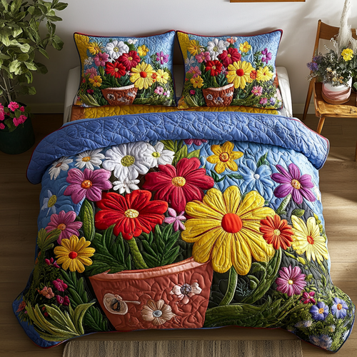 Garden Glow 3-Piece Quilted Bedding Set NCU0VH3225