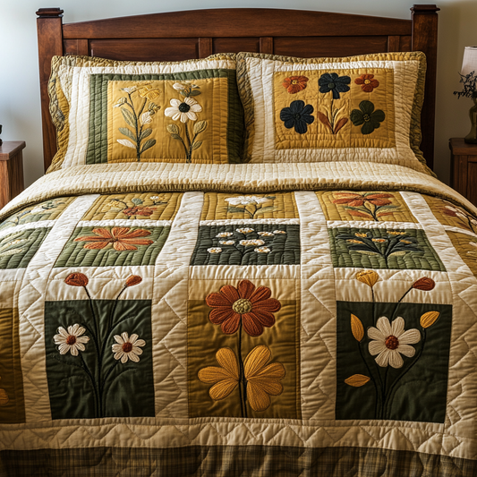 Garden Glow 3-Piece Quilted Bedding Set NCU0VH5160