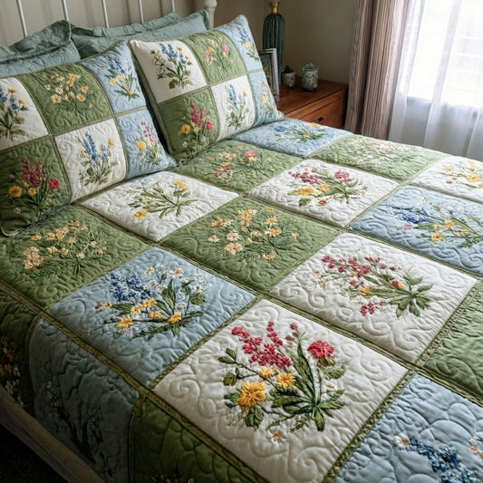 Garden Harmony 3-Piece Quilted Bedding Set NCU0DV9343