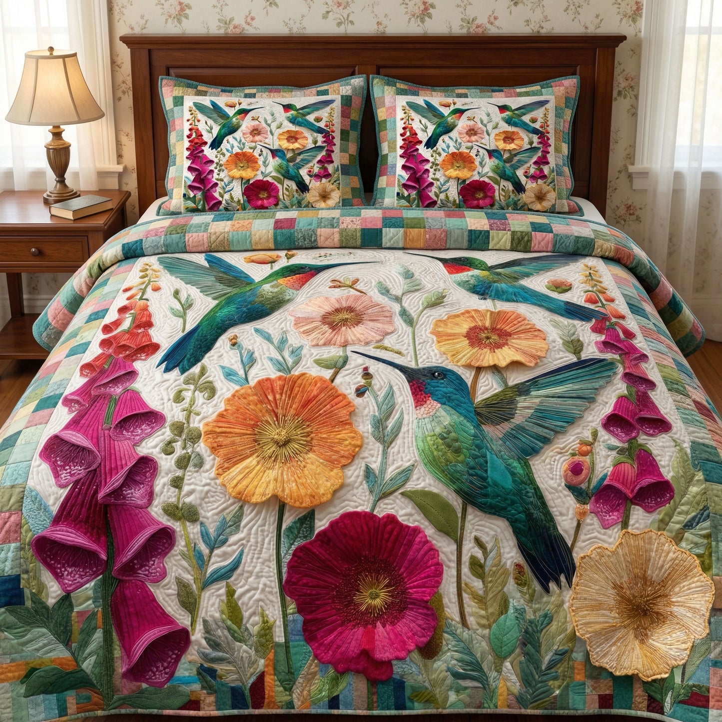 Garden Harmony 3-Piece Quilted Bedding Set NCU0NT12730
