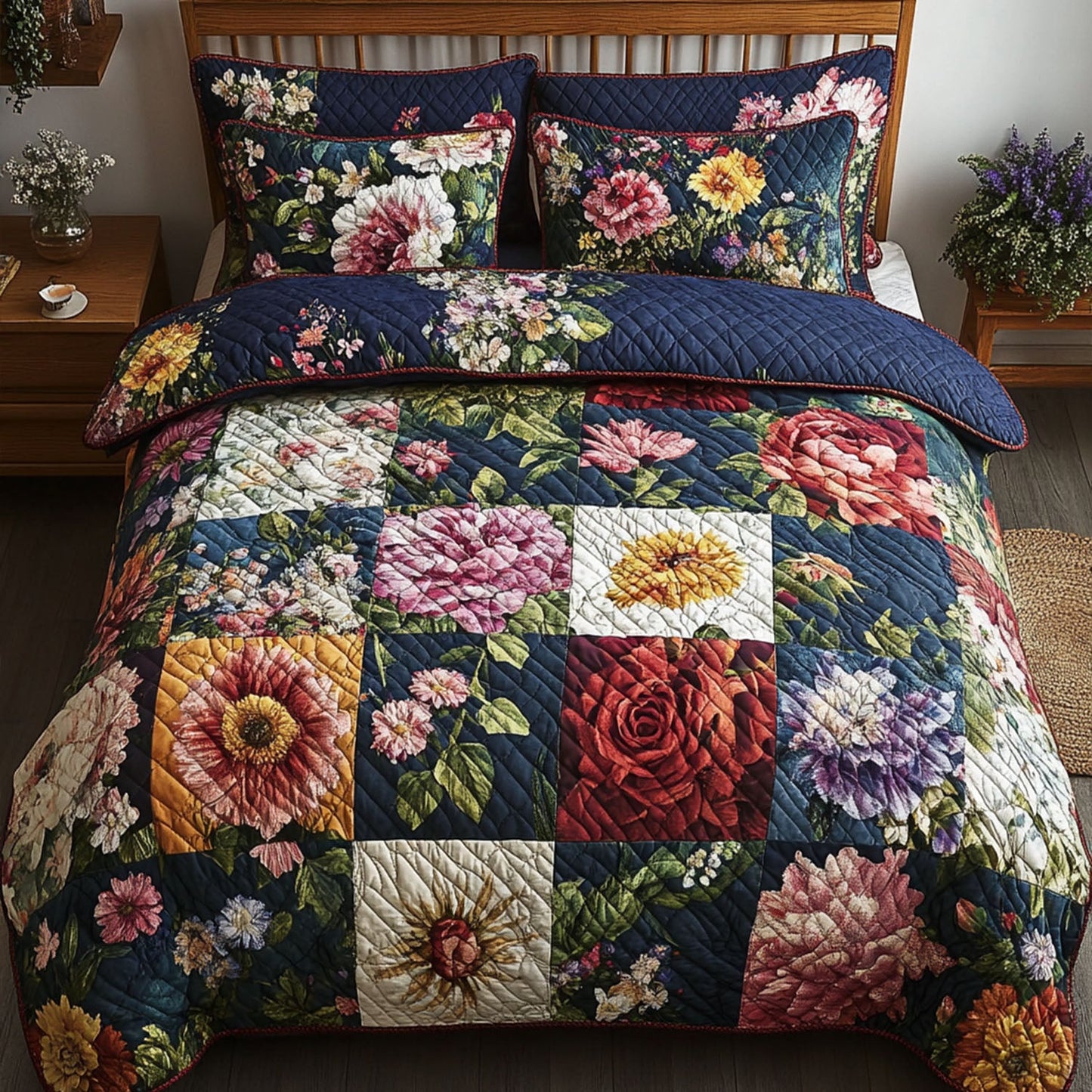 Garden Harmony Patchwork 3-Piece Quilted Bedding Set NCU0PT5140