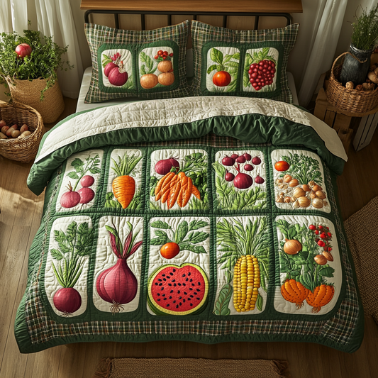 Garden Harvest 3-Piece Quilted Bedding Set NCU0VH3543