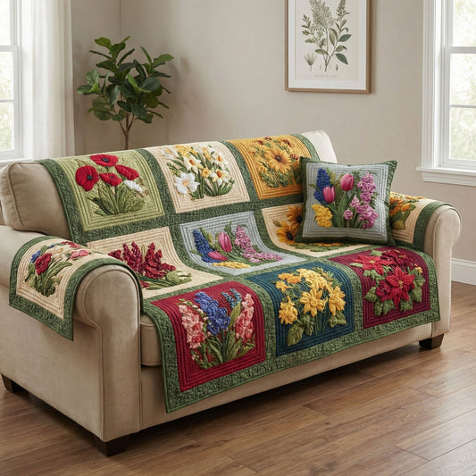 Garden Harvest Quilted Sofa Cover NCU0NT12350