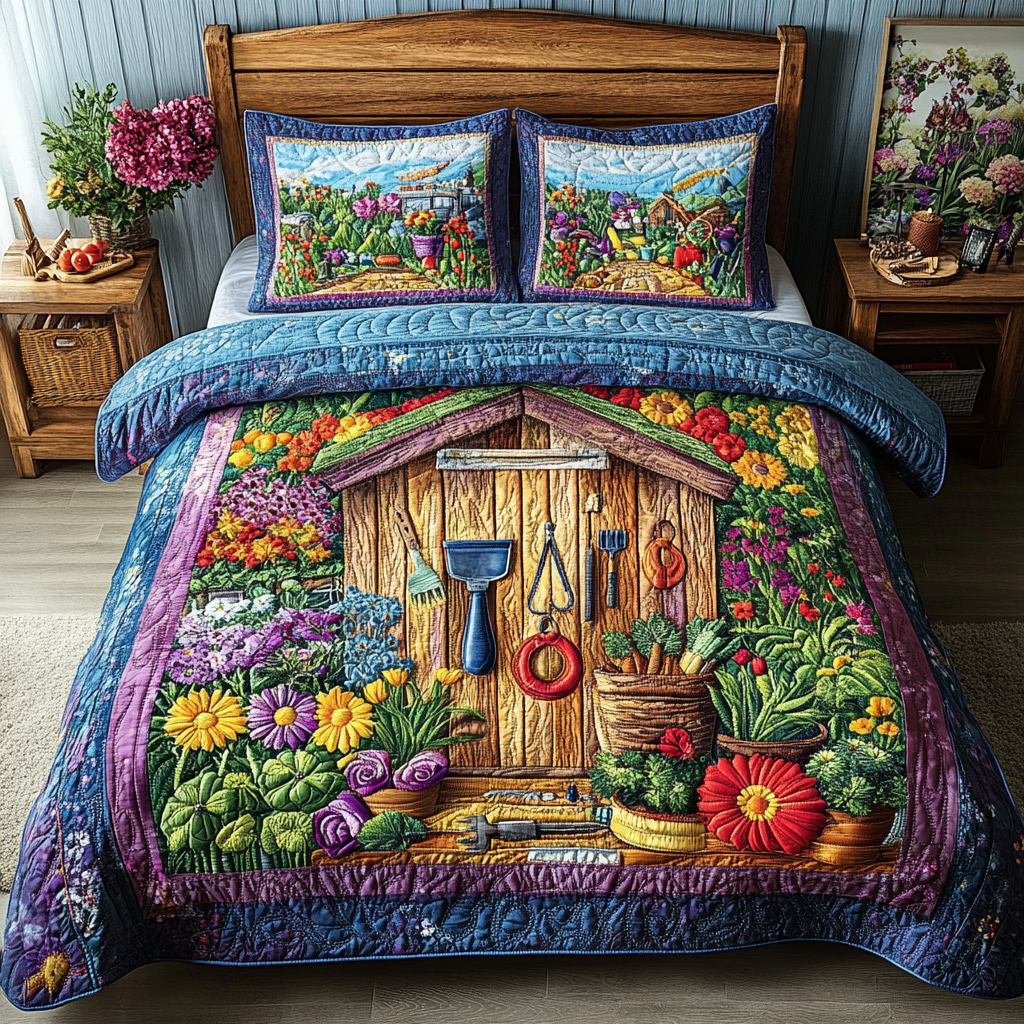 Garden Haven 3-Piece Quilted Bedding Set NCU0VL2170