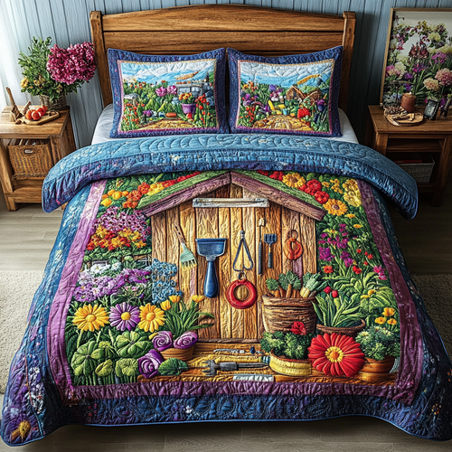 Garden Haven 3-Piece Quilted Bedding Set NCU0VL2170
