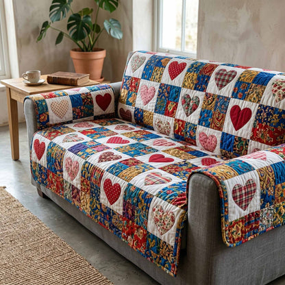 Garden Hearts Quilted Sofa Cover NCU0XD2529