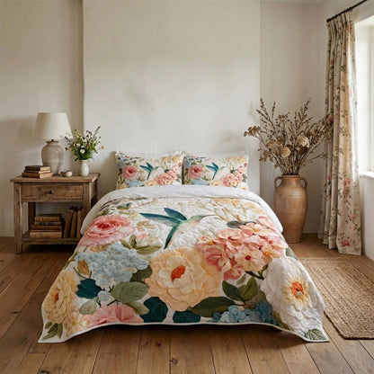 Garden Hummingbird 3-Piece Quilted Bedding Set NCU0DV9345