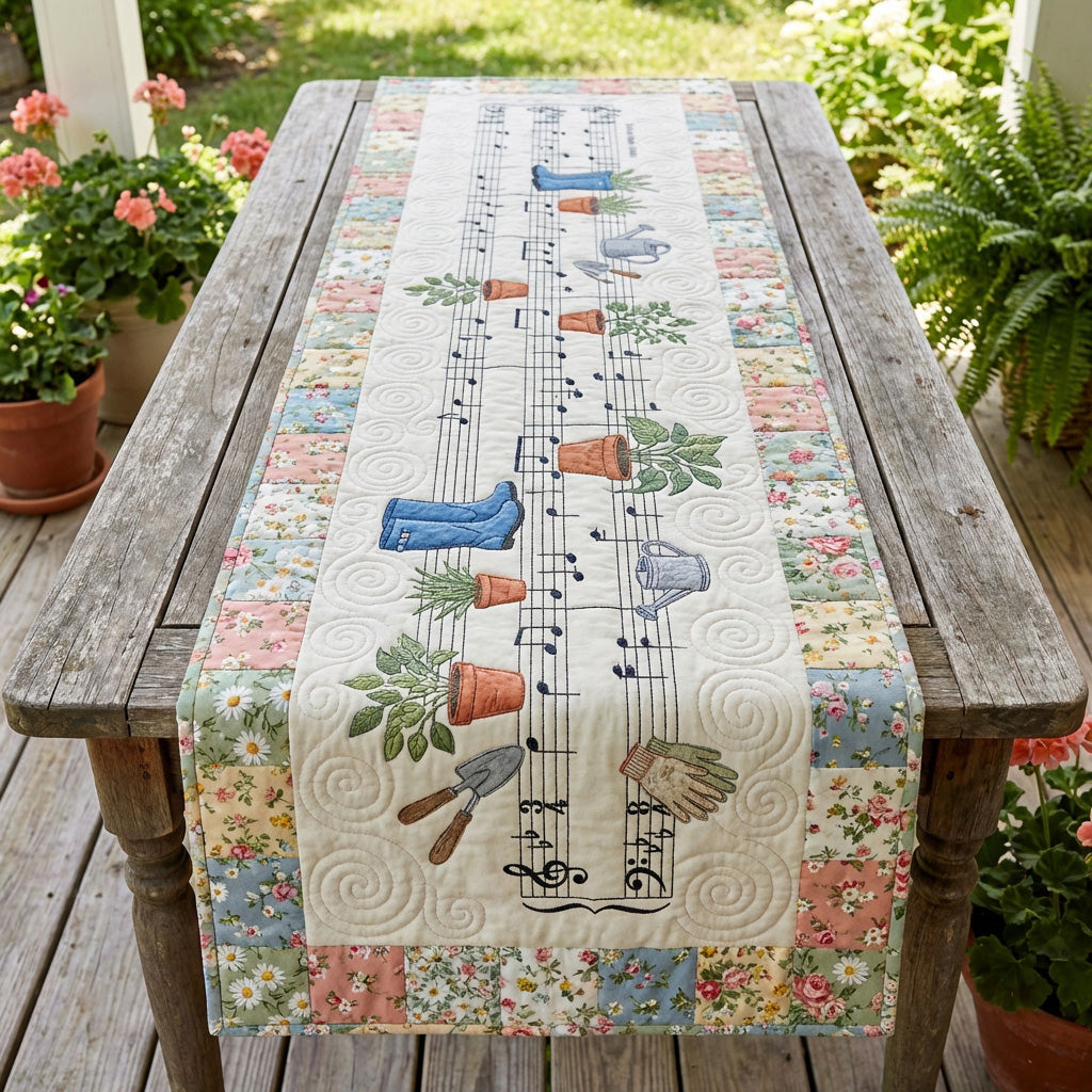 Garden Melody Quilted Table Runner NCU0TV1786