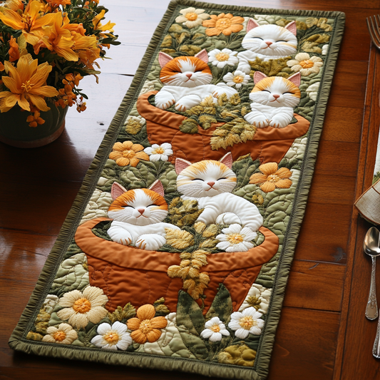 Garden Meows Quilted Table Runner NCU0VH5046